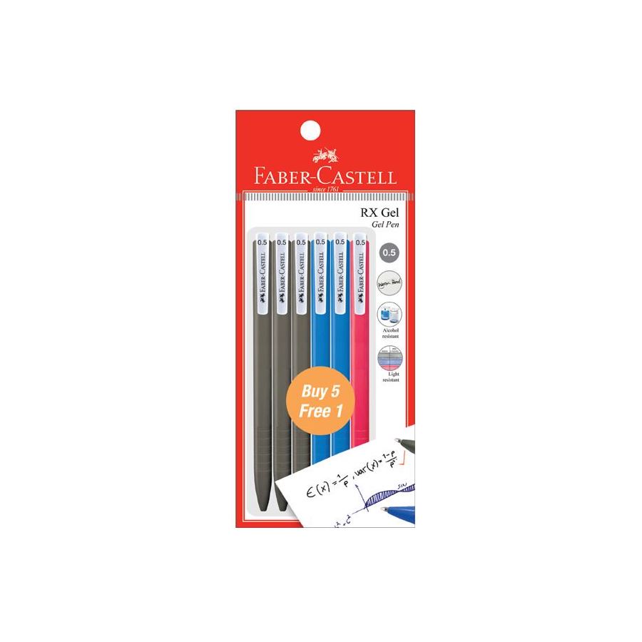 Faber-Castell - RX Gel Buy 5 Free1 -3blk 2blue 1red(0.5)