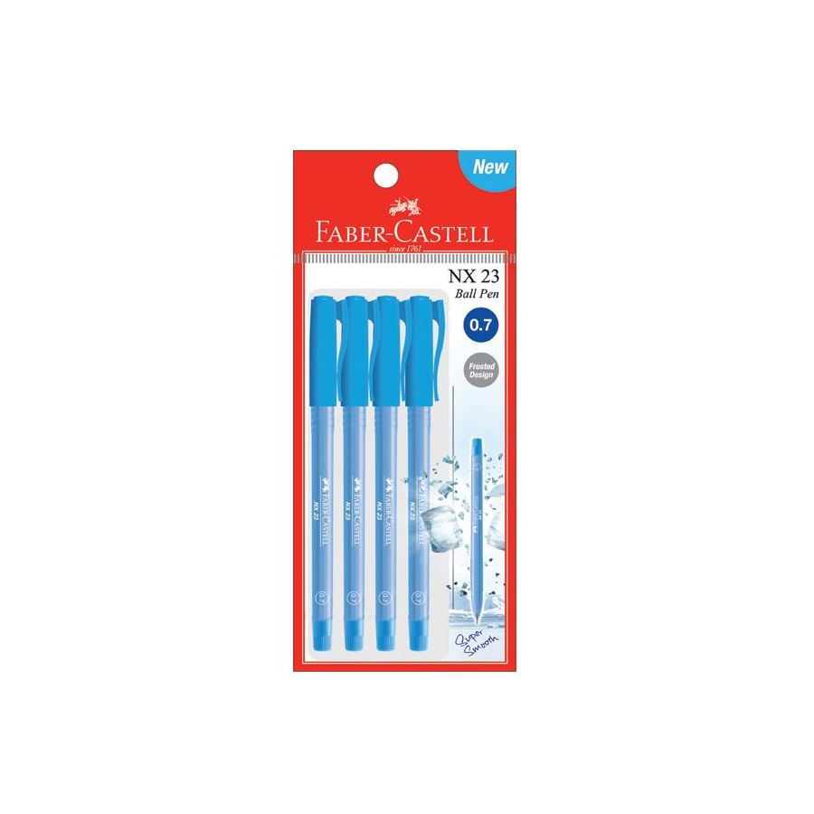 Faber-Castell - Ballpoint pen NX 23 0.7mm, blue, blistercard of 4