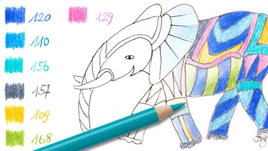 Colouring pages (easy): Little elephant