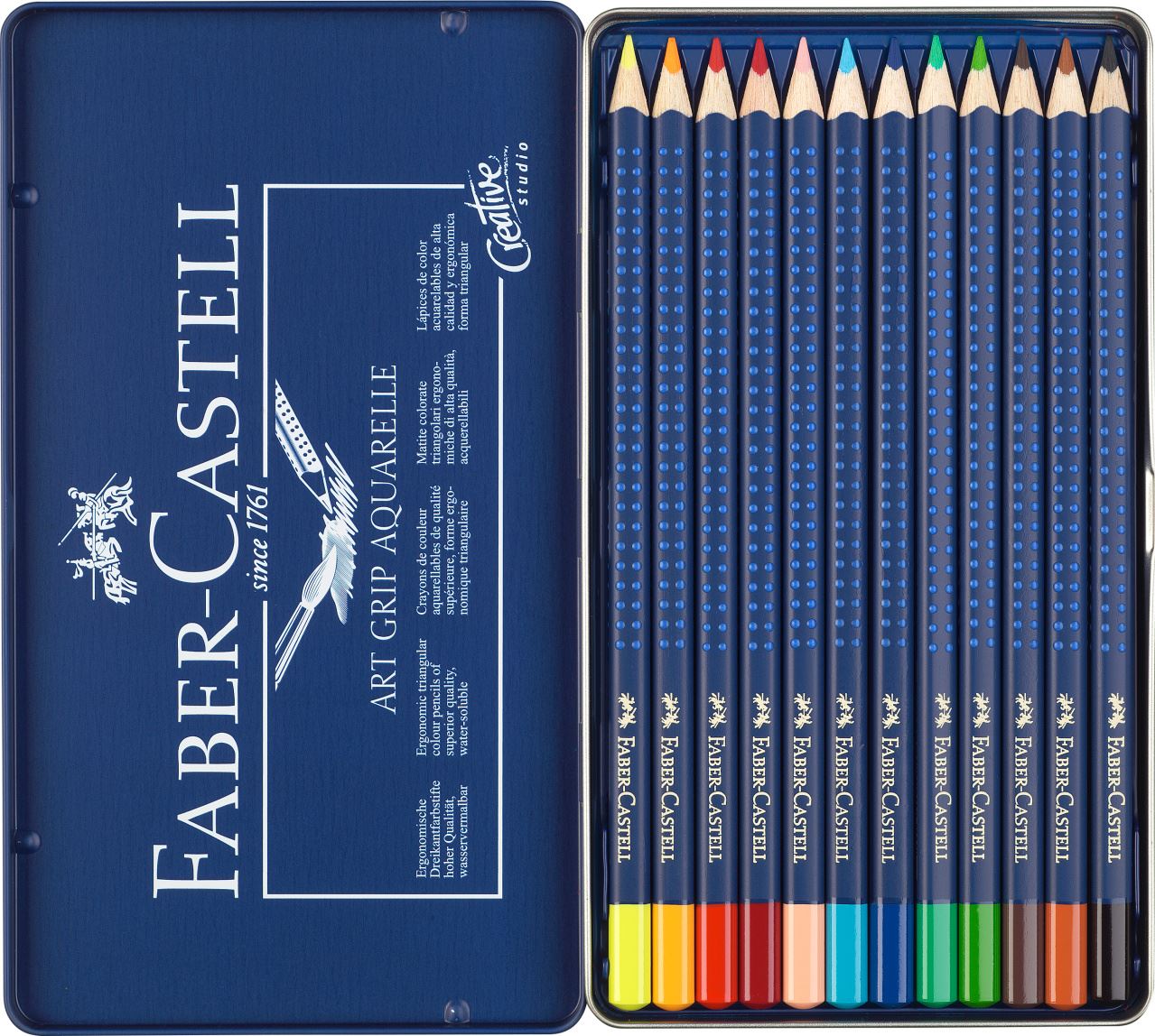 Faber-Castell - Watercolour pencil Art Grip Aquarelle tin of 12