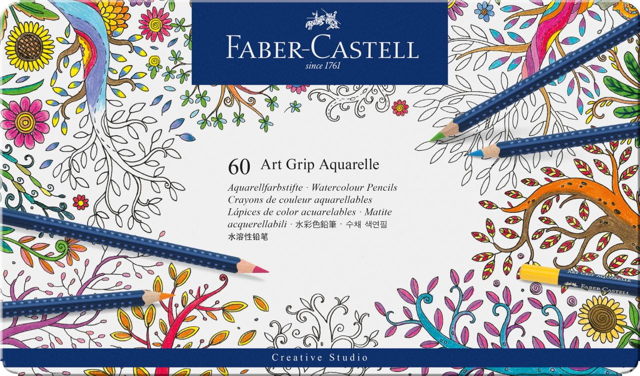 Faber-Castell - Watercolour pencil Art Grip Aquarelle tin of 60