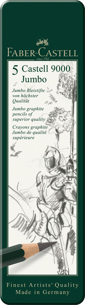 Faber-Castell - Castell 9000 Jumbo graphite pencil, tin of 5