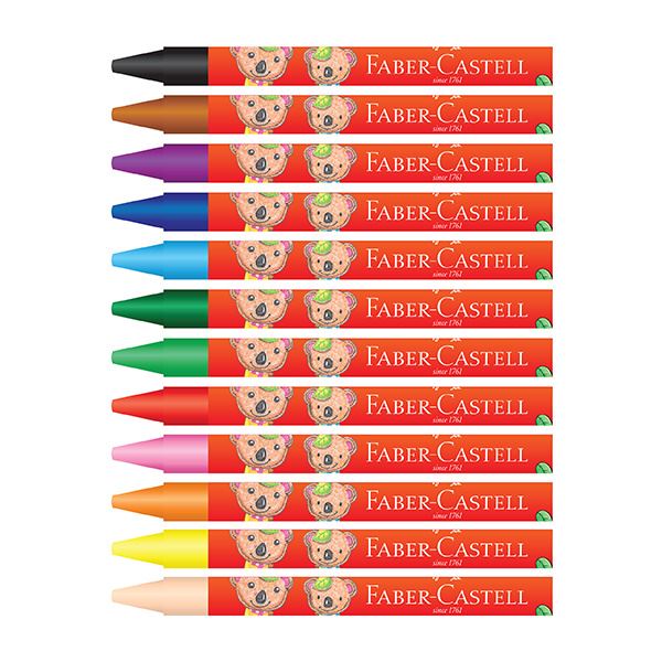Faber-Castell - Wax crayon, clamshell of 12