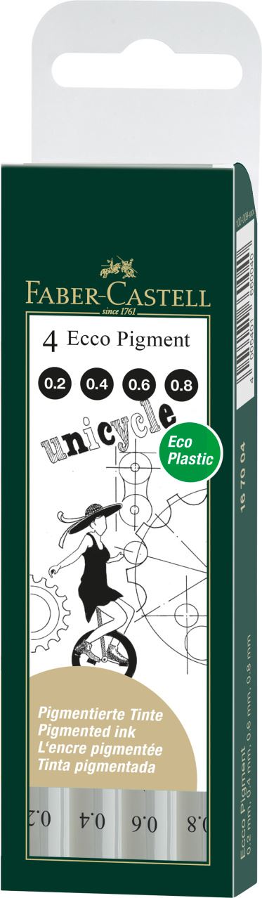 Faber-Castell - Ecco Pigment Fineliner wallet of 4, black