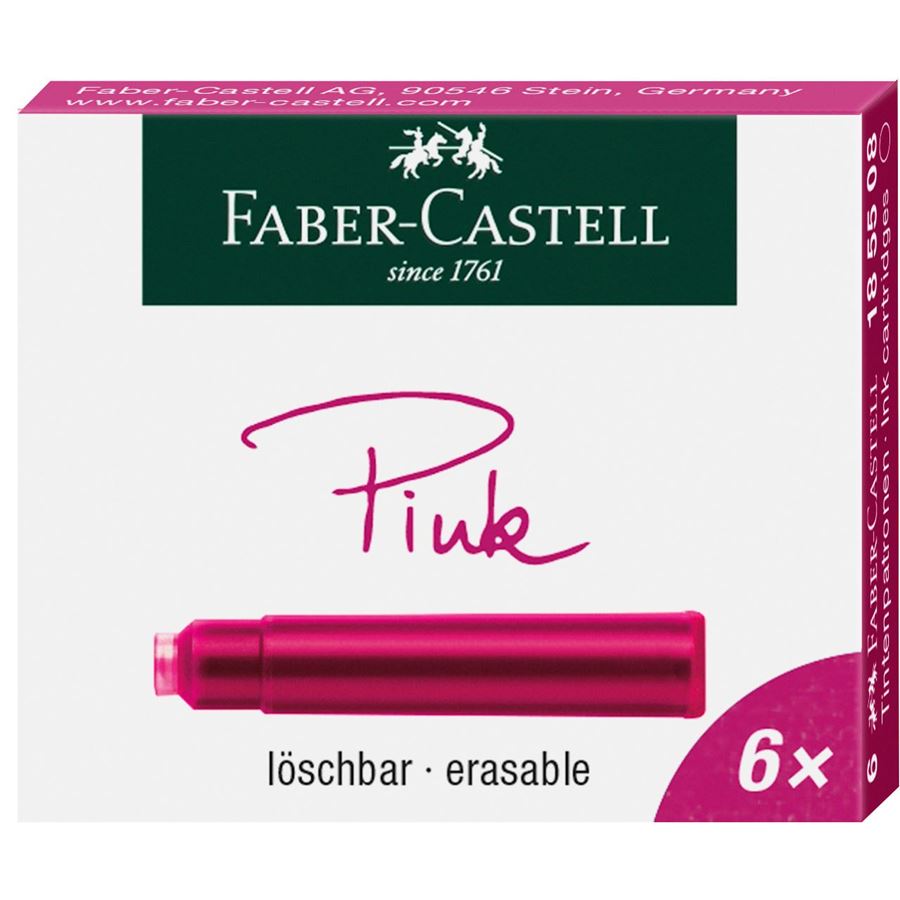 Faber-Castell - Ink cartridges, standard, 6x pink erasable