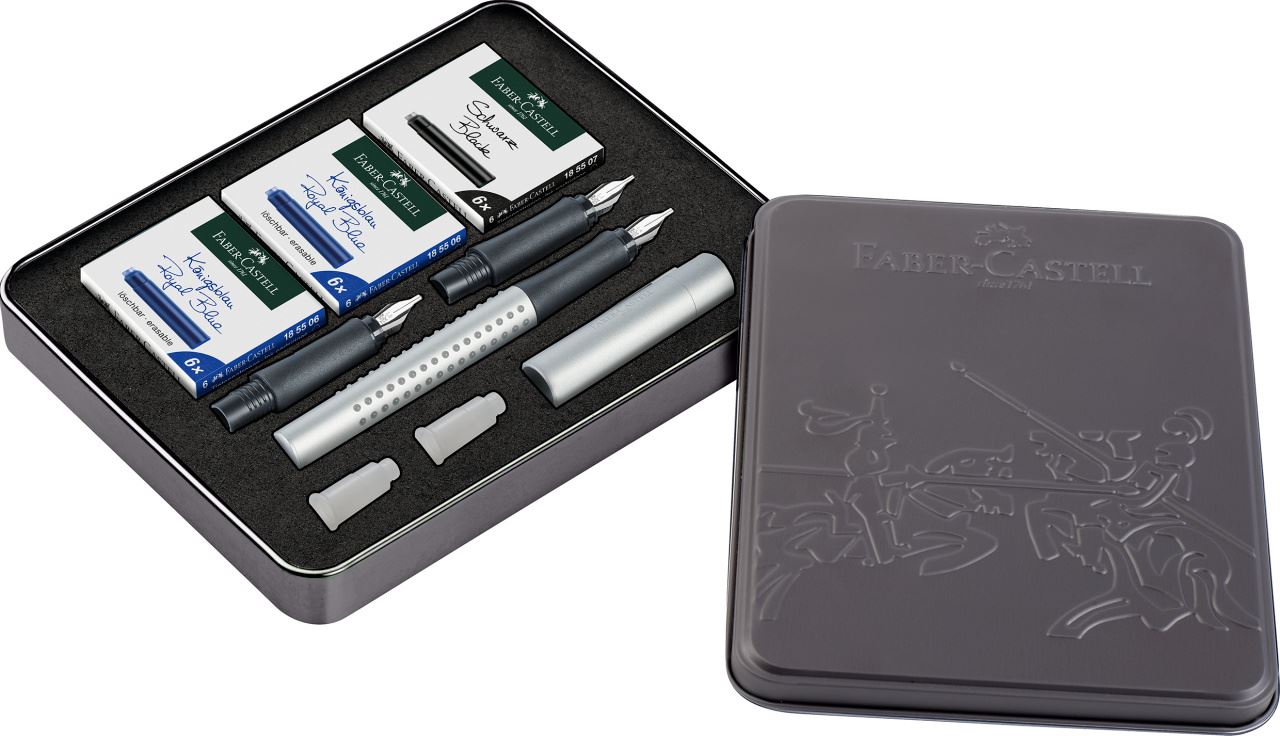 Faber-Castell - Grip Fountain Pen Calligraphy Set silver (1.1/ 1.4/ 1.8)