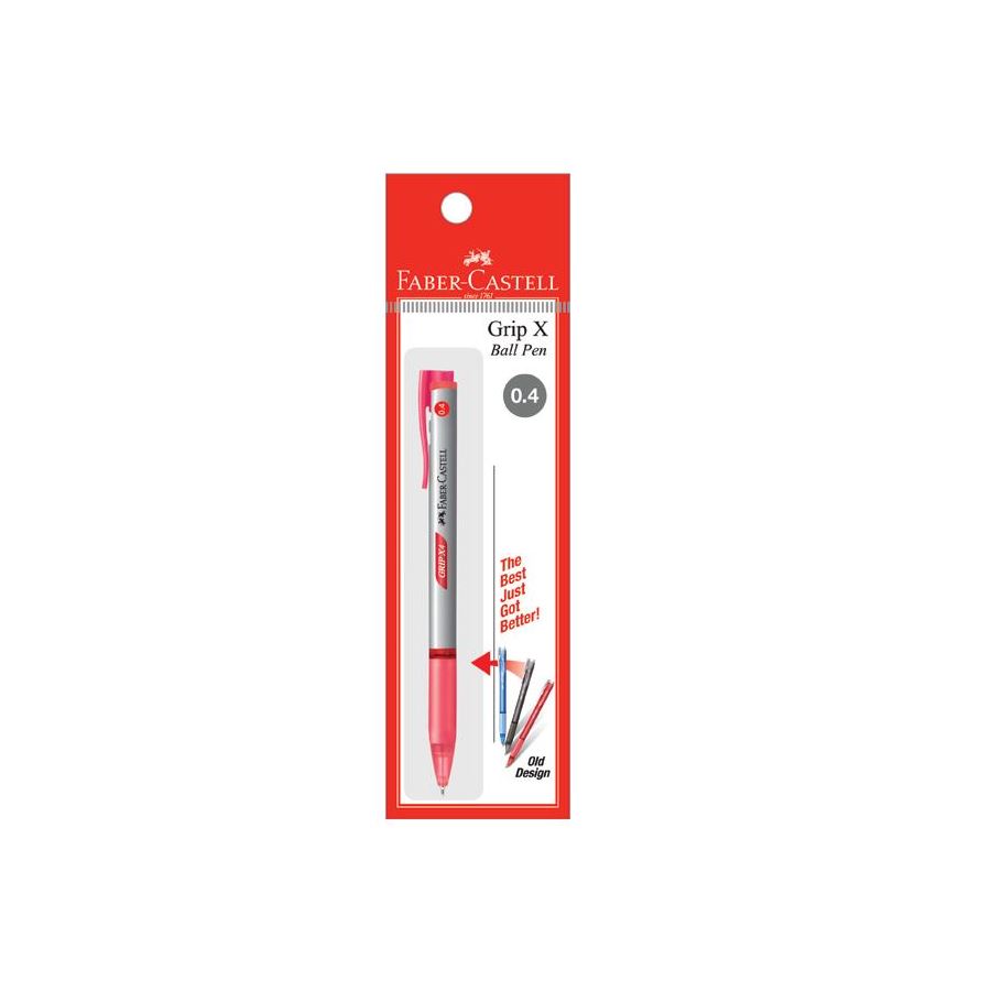 Faber-Castell - Ballpoint pen Grip X 0.4mm, red, blistercard of 1