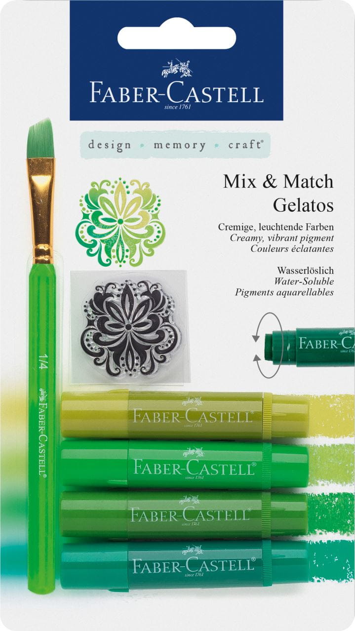 Faber-Castell - Watersoluble crayons Gelatos green 6ct set