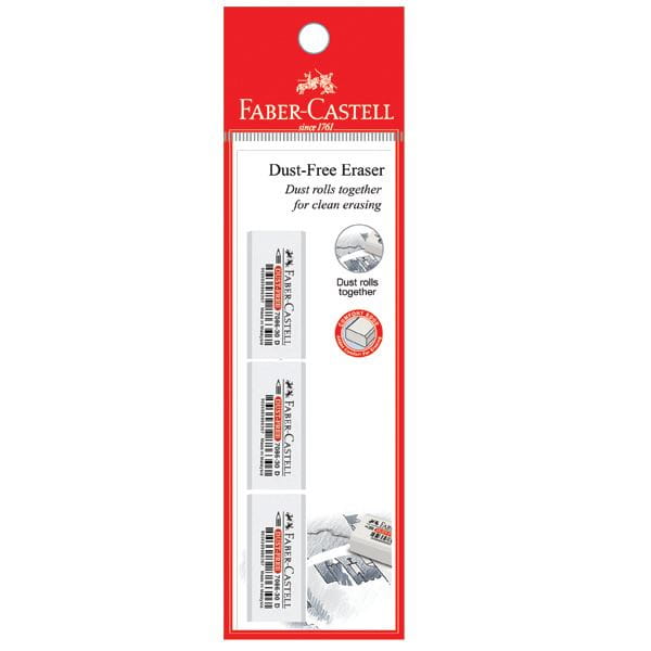 Faber-Castell - Eraser Dust-free 7086-30, blistercard of 3