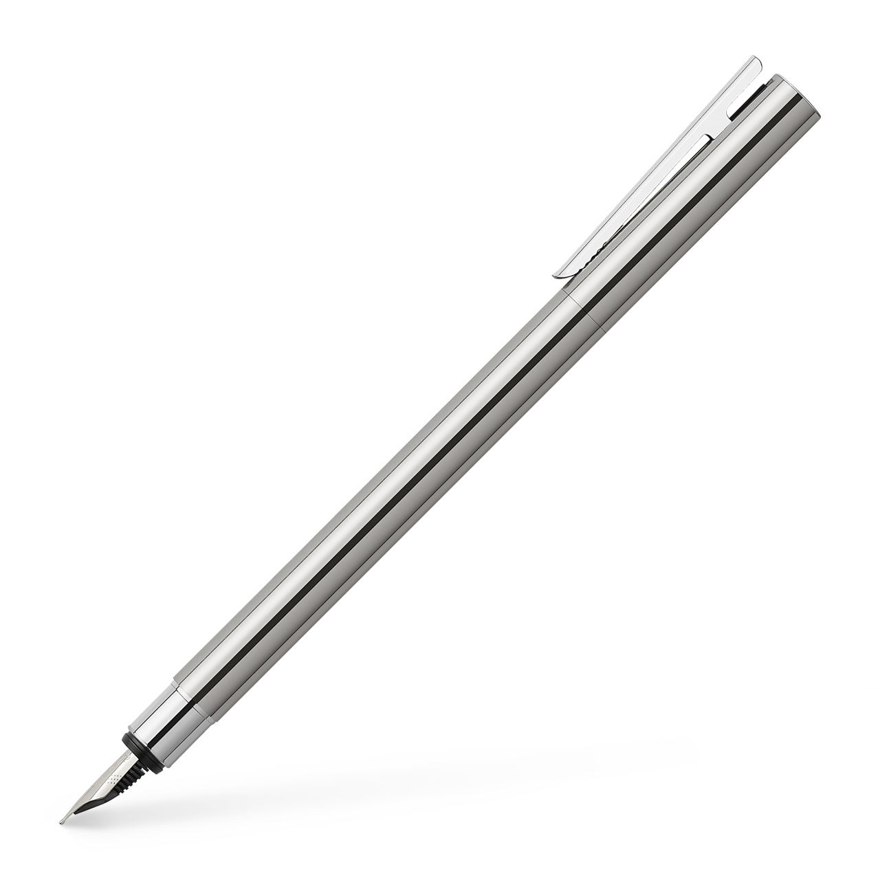 Faber-Castell - Neo Slim Stainless Steel fountain pen, F, silver shiny