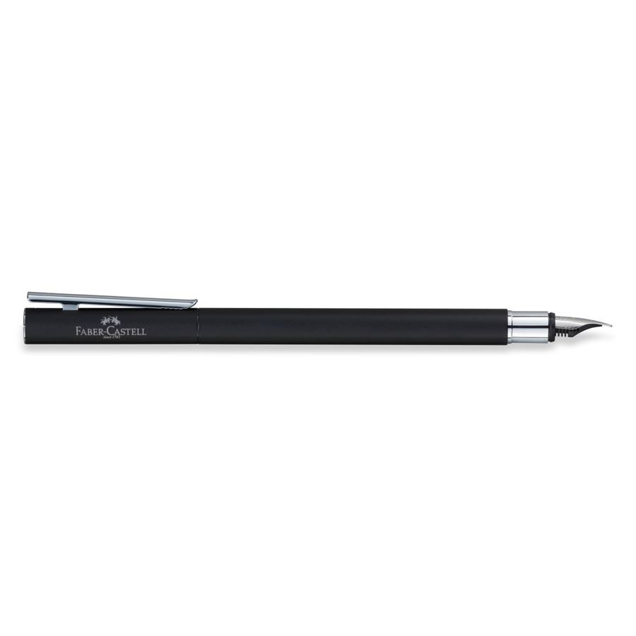 Faber-Castell - Fountain pen Neo Slim Black Matt, Shiny Chromed medium