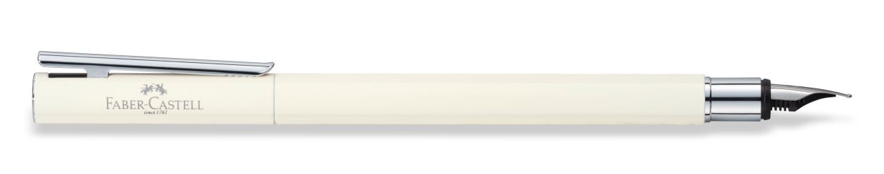 Faber-Castell - Fountain pen Neo Slim Ivory, Shiny Chromed, medium