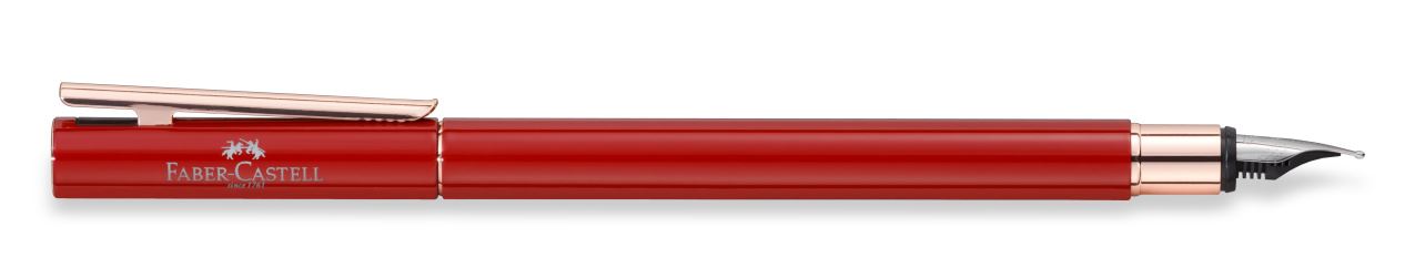 Faber-Castell - Fountain pen Neo Slim Oriental Red, Rose Gold, fine