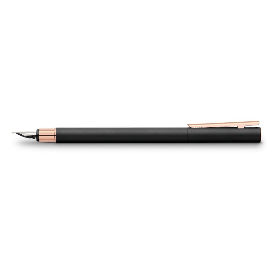 Faber-Castell - Neo Slim metal fountain pen, M, black with rosegold