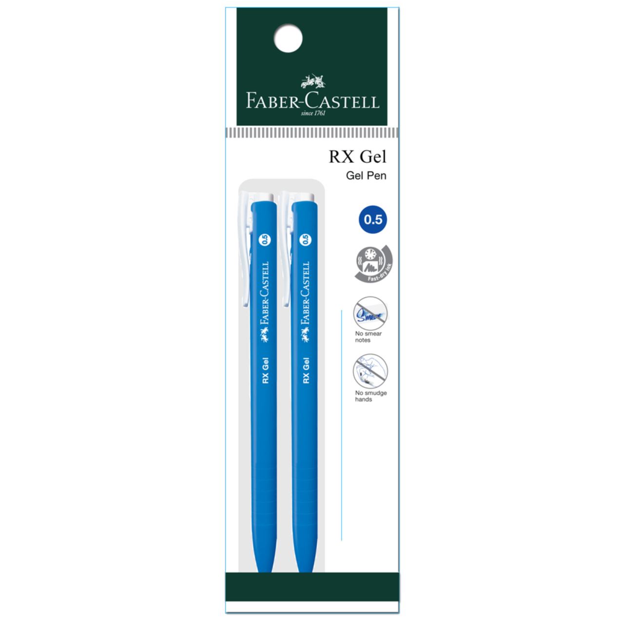 Faber-Castell - Gel pen RX Gel, 0.5mm, blue, blistercard of 2