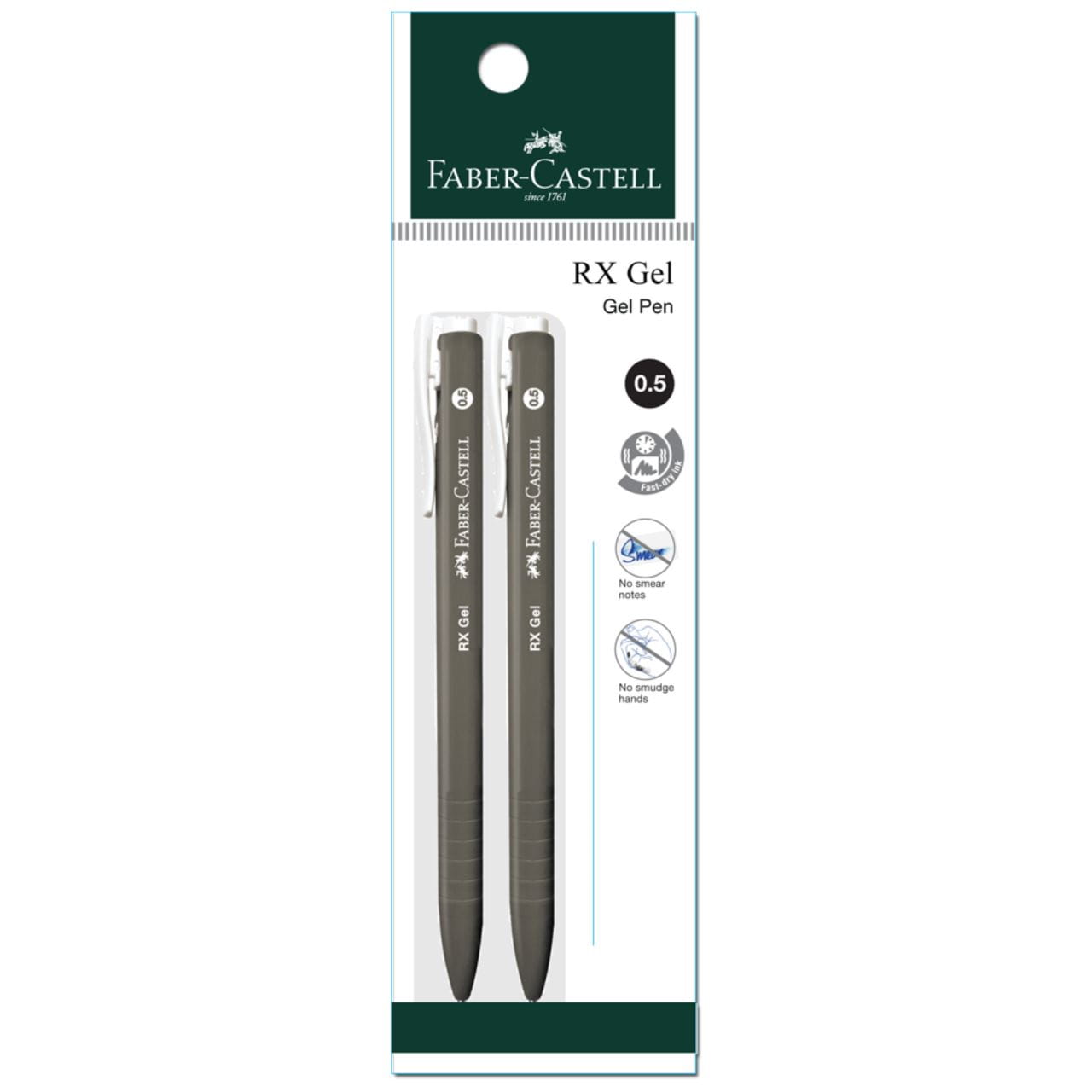 Faber-Castell - Gel pen RX Gel, 0.5mm, black, blistercard of 2