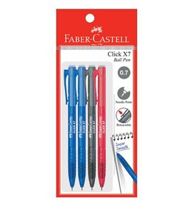 Faber-Castell - Ballpoint pen Click X7 0.7mm, blistercard of 4
