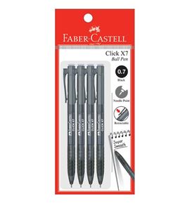 Faber-Castell - Ballpoint pen Click X7 0.7mm, black, blistercard of 4