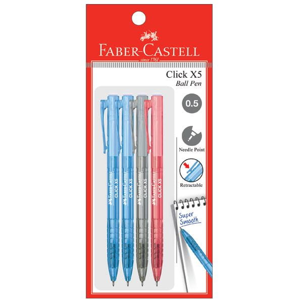 Faber-Castell - Ballpoint pen Click X5 0.5mm, blistercard of 4