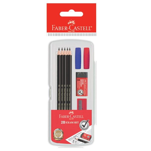 Sharpener & Ruler 12 Faber-Castell TRI-GRIP 2B Pencils with FREE 3 Eraser Cap 