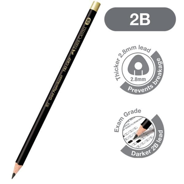 Faber-Castell - Graphite pencil Tri-Grip 2B Exam Set, clear box