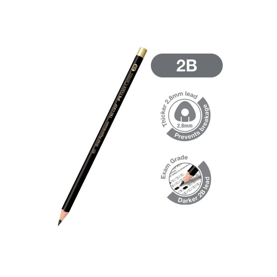 Faber-Castell - Graphite pencil Tri-Grip 2B Exam Set, clear box