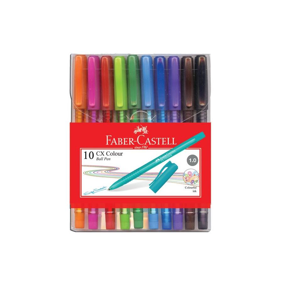 Faber-Castell - Ballpoint pen CX Colour, wallet of 10