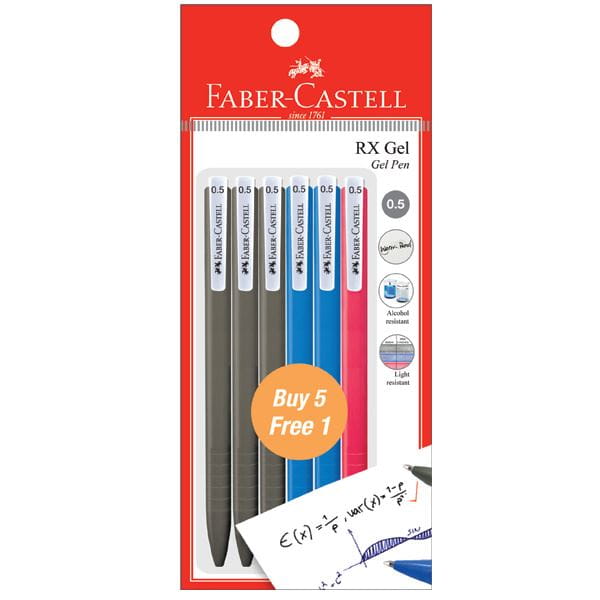 Faber-Castell - RX Gel Buy 5 Free1 -3blk 2blue 1red(0.5)