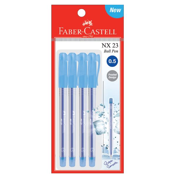Faber-Castell - Ballpoint pen NX 23 0.5mm, blue, blistercard of 4