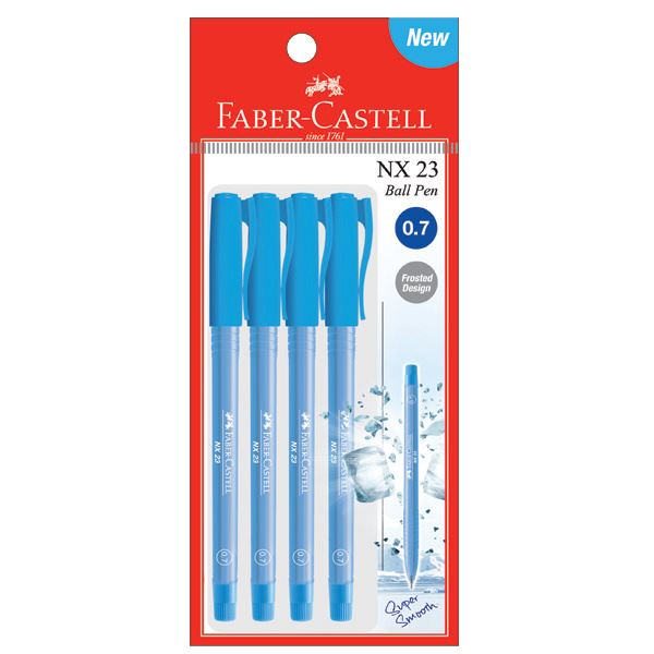 Faber-Castell - Ballpoint pen NX 23 0.7mm, blue, blistercard of 4