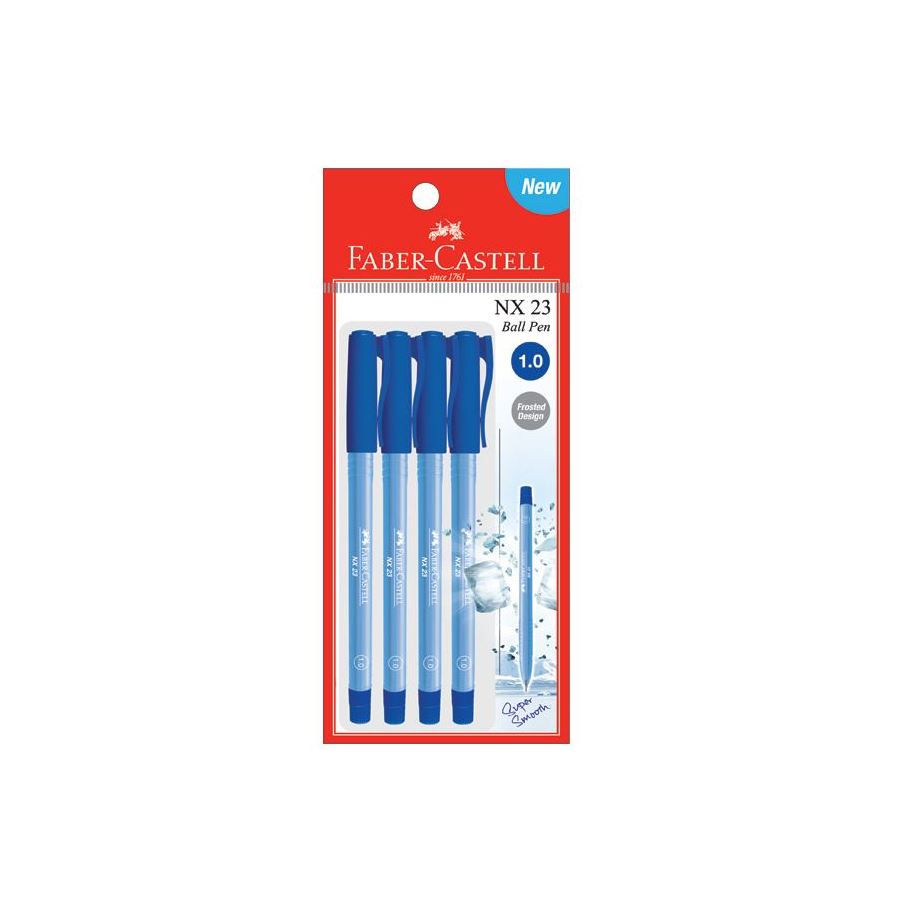 Faber-Castell - Ballpoint pen NX 23 1.0mm, blue, blistercard of 4