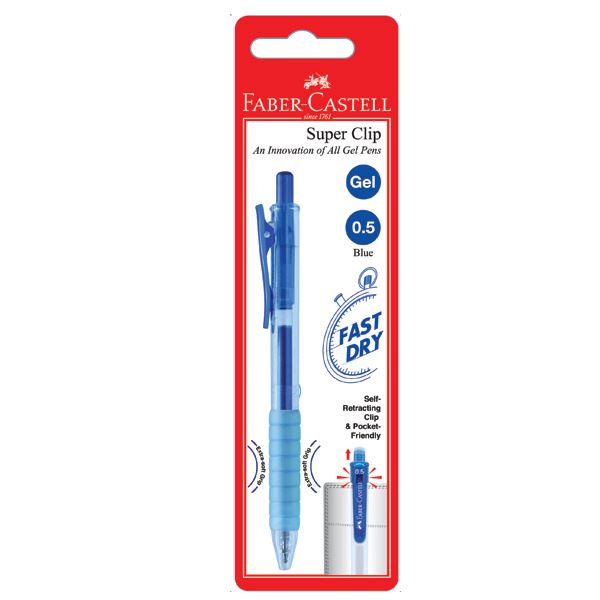 Faber-Castell - Gel pen Super Clip Gel, 0.5mm, blue, blistercard of 1