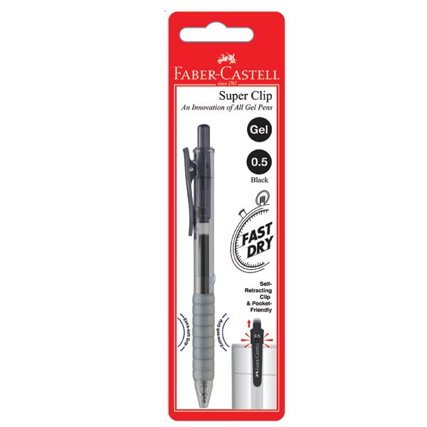 Faber-Castell - Gel pen Super Clip Gel, 0.5mm, black, blistercard of 1