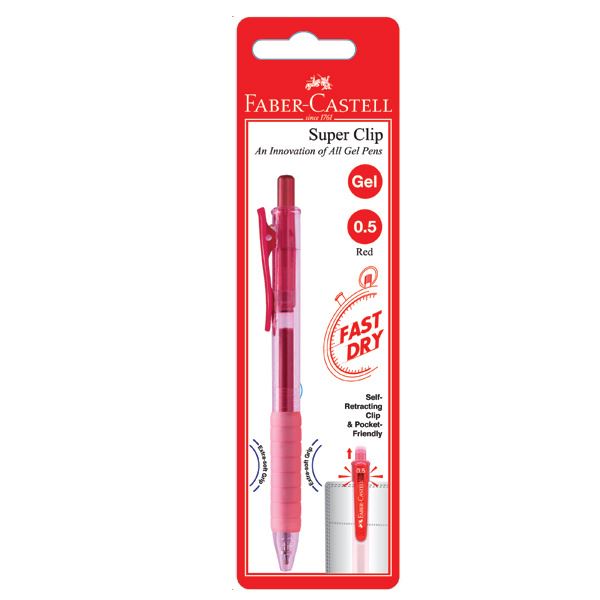 Faber-Castell - Gel pen Super Clip Gel, 0.5mm, red, blistercard of 1