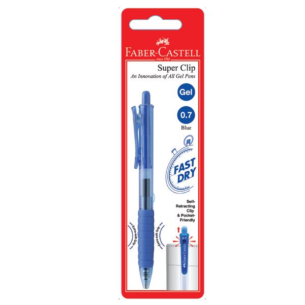 Faber-Castell - Gel pen Super Clip Gel, 0.7mm, blue, blistercard of 1