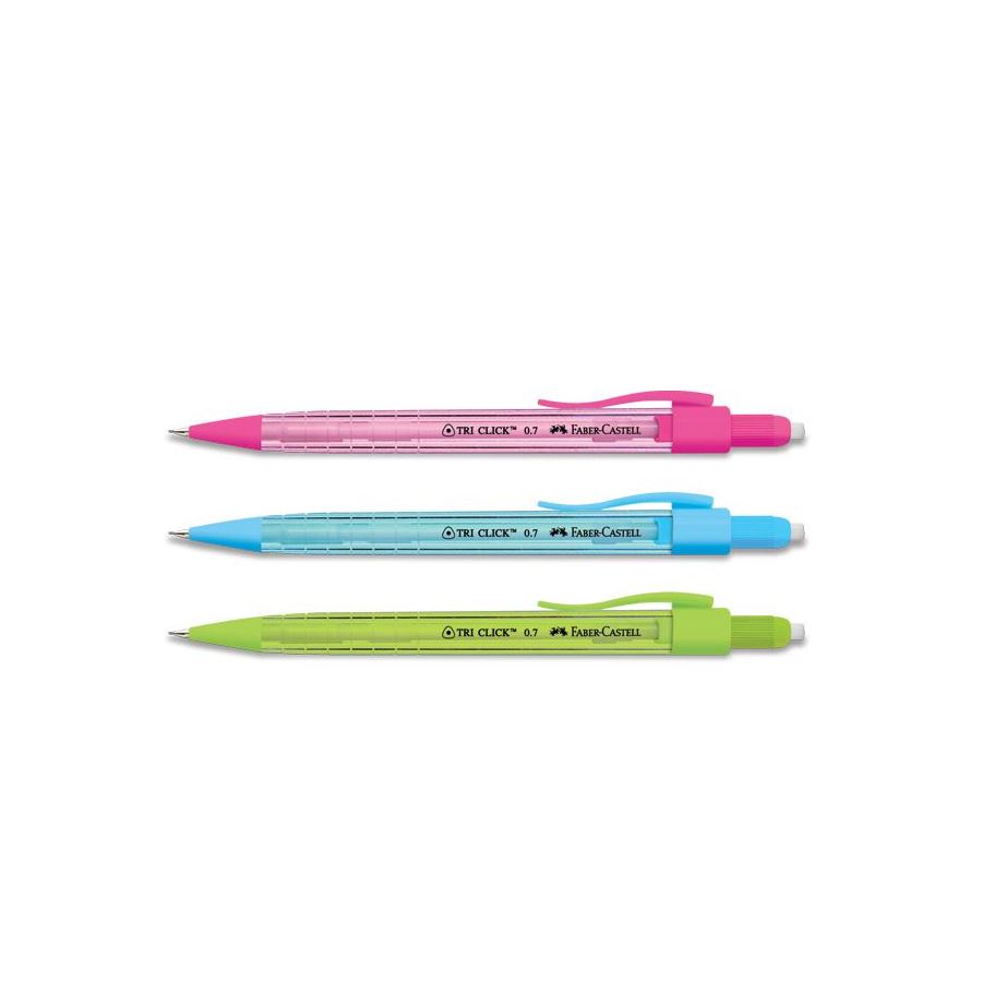 Faber-Castell - Mechancial pencil Tri Click 0.7mm with leads, Pastel Colours