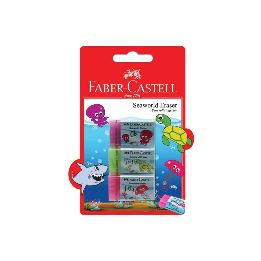Faber-Castell - Eraser Dust-free Seaworld, blistercard of 3
