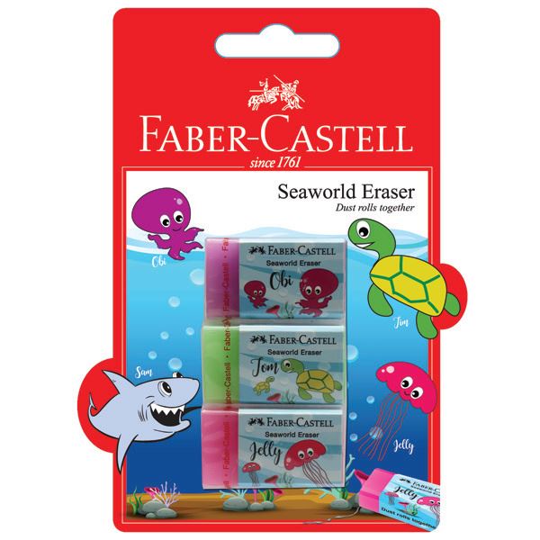 Faber-Castell - Eraser Dust-free Seaworld, blistercard of 3